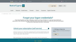 Bank of Cyprus - Forgot your logon credentials?