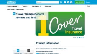 1Cover Comprehensive - Travel insurance reviews - single trip ...