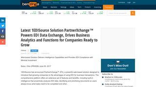 Latest 1EDISource Solution PartnerXchange™ Powers EDI Data ...