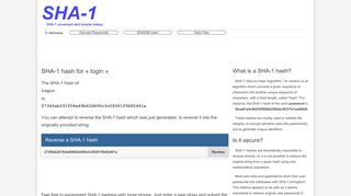 SHA-1 hash for « login »