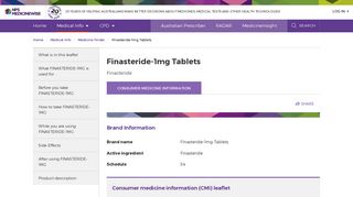 Finasteride-1mg Tablets - NPS MedicineWise