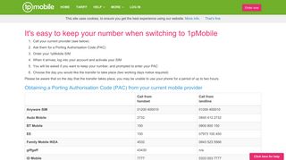 Move your current mobile number to 1pMobile