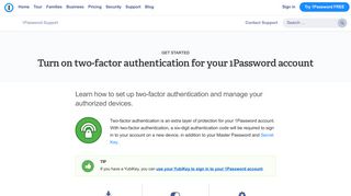 Turn on two-factor authentication for your 1Password account