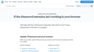 If the 1Password extension isn't working in your browser