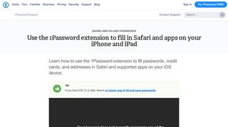 Use the 1Password extension to fill in Safari and apps on your ...
