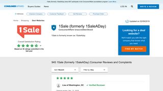 Top 945 Reviews and Complaints about 1Sale (formerly 1SaleADay)
