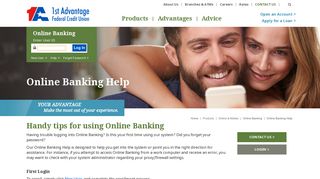 Online Banking Help - 1st Advantage Federal Credit Union