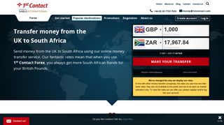Transfer money from the UK to South Africa - 1st Contact