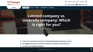 Limited company vs. umbrella company: Which is right for ... - 1stContact
