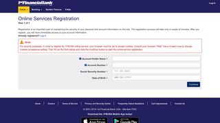 1FBUSA - Cards - Registration - Step 1 of 3 - 1st Financial Bank USA
