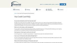 Visa Credit Card Frequently Asked Questions - 1st Financial Federal ...