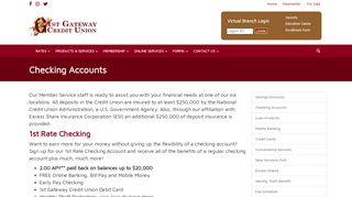 Checking Accounts - 1st Gateway Credit Union