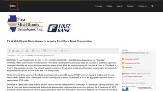 First Mid-Illinois Bancshares to acquire First BancTrust Corporation ...