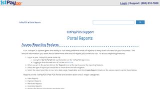 Portal Reports - 1stPayPOS Support