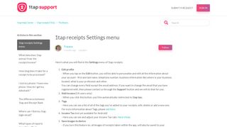 1tap receipts Settings menu – 1tap Help Center