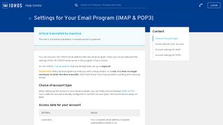 Settings for your email program (IMAP & POP3) - 1&1 IONOS ...