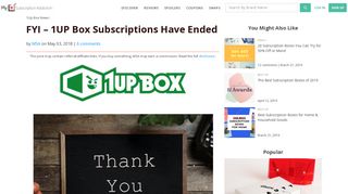 FYI - 1UP Box Subscriptions Have Ended | MSA
