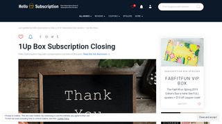 1Up Box Subscription Closing - hello subscription