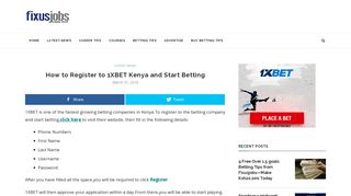 How to Register to 1XBET Kenya and Start Betting – Fixus Jobs