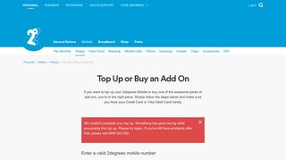 Top Up or Buy an Add On - Top up online | 2degrees