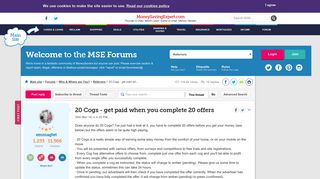 20 Cogs - get paid when you complete 20 offers - MoneySavingExpert ...