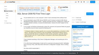 SQL Server 2008 R2 First Time Login - Stack Overflow