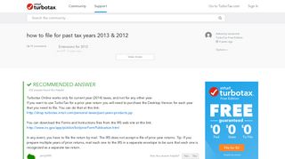 how to file for past tax years 2013 & 2012 - TurboTax Support