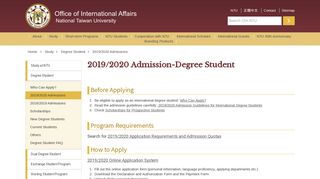 2019/2020 Admission-Degree Student - Office of International Affairs ...