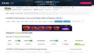 20 DOGE to USD - Exchange - How much US Dollar (USD) is 20 ...