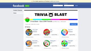 Trivia Blast - Quiz 20M Friends - Facebook