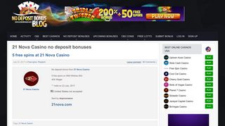 21 Nova Casino no deposit bonus codes