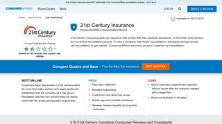 Top 218 Reviews and Complaints about 21st Century Insurance
