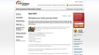 Managing your policy just got easier | 21st Century Car Insurance