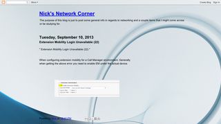 Nick's Network Corner: Extension Mobility Login Unavailable (22)