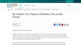 By Traders For Traders: 23Traders The Inside Scoop - PR Newswire