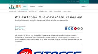 24 Hour Fitness Re-Launches Apex Product Line - PR Newswire