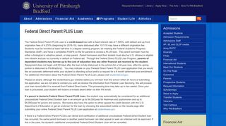 Federal Direct Parent PLUS Loan Pitt-Bradford