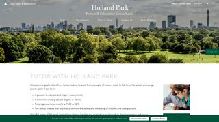 Tutor Login & Application - Holland Park