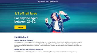 26-30 Railcard | The Millennial Railcard - Railcard