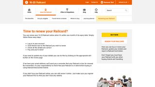 Renewing your Railcard - 16-25 Railcard