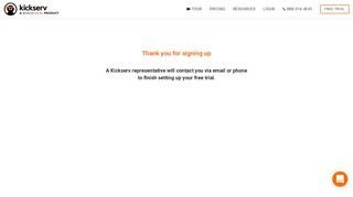 Thank you for signing up | Kickserv