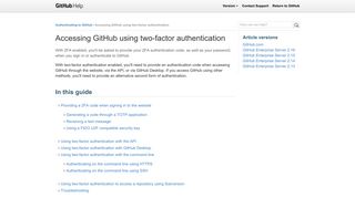 Accessing GitHub using two-factor authentication - User Documentation