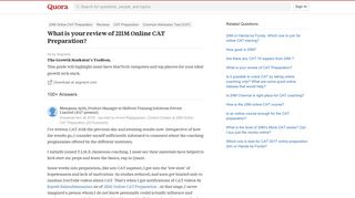 What is your review of 2IIM Online CAT Preparation? - Quora