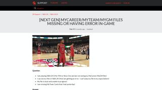 [Next Gen] MyCareer/MyTeam/MyGM files missing or ... - 2K Support
