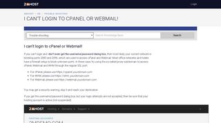 I can't login to cPanel or Webmail! - 2MHost