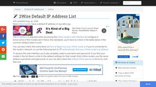2Wire Default IP Address List (Updated August 2018) | RouterReset
