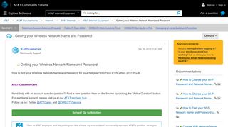 Solved: Getting your Wireless Network Name and Password - AT&T ...