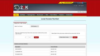 Search Local Access Number, Country Codes and Area Codes - 2YK