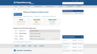 3Rivers Federal Credit Union Reviews and Rates - Deposit Accounts