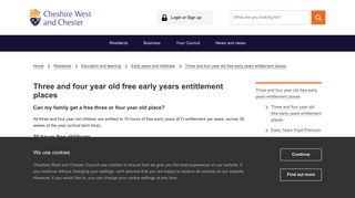 Three and four year old free early years entitlement places
